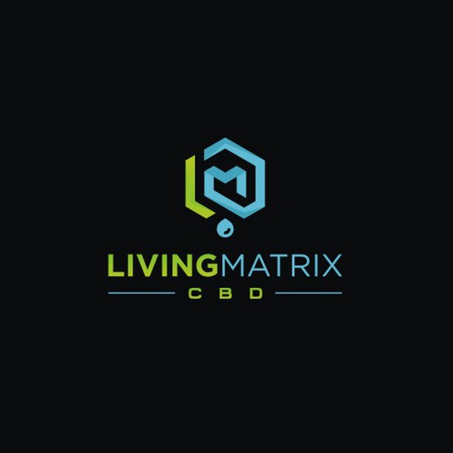 Hexagon design with the title 'Geometric Modern logo for Living Matrix CBD and cannabis oil '