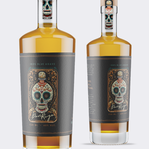 Tequila label with the title 'Tequila Bottle Label Design II'