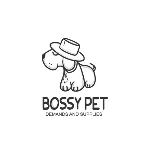 Gray and pink logo with the title 'Bossy Pet'