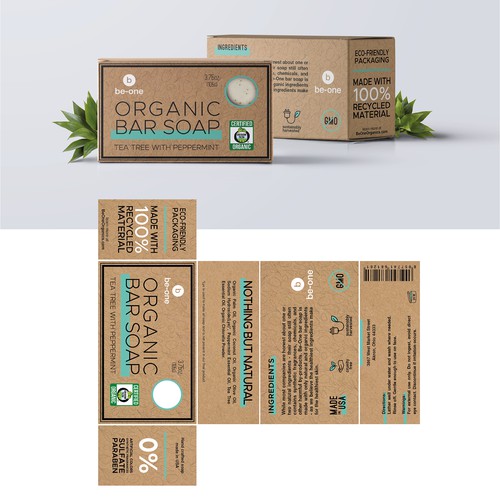 Cardboard design with the title 'Organic bar soap packaging '