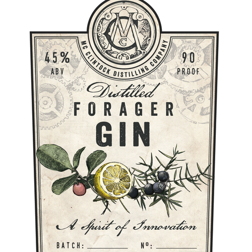 Botanical design with the title 'Gin label'