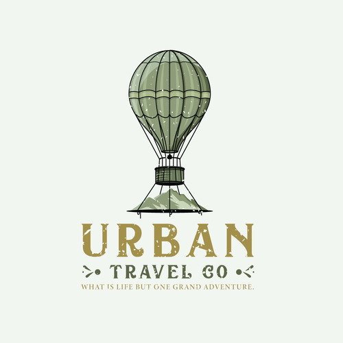 Hot air balloon logo with the title 'Vintage/ Rustic Travel logo'