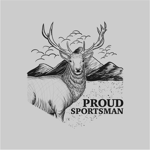 Deer t-shirt with the title 'Create a flagship Proud Sportsman T-shirt Design!'