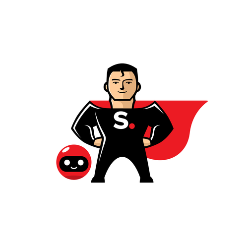 Superhero design with the title 'Superhero Mascot for Simplero'