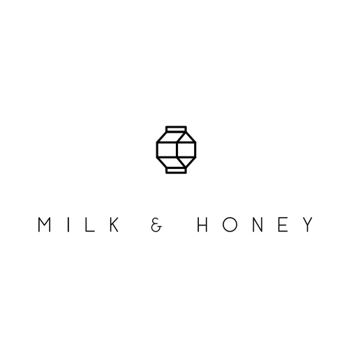 Milk design with the title 'Logo for cafe brand - Milk & Honey'