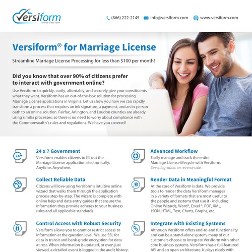 Handout design with the title 'Fresh Marketing Slick for Versiform - More Project Work Possible'