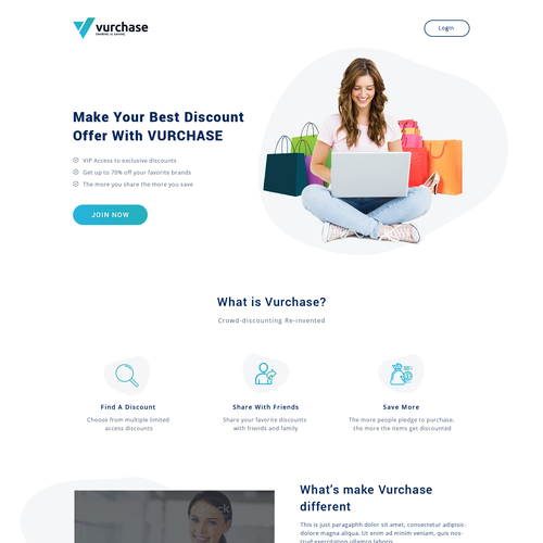 Discount design with the title 'Design a landing page for an early marketplace launch campaign'