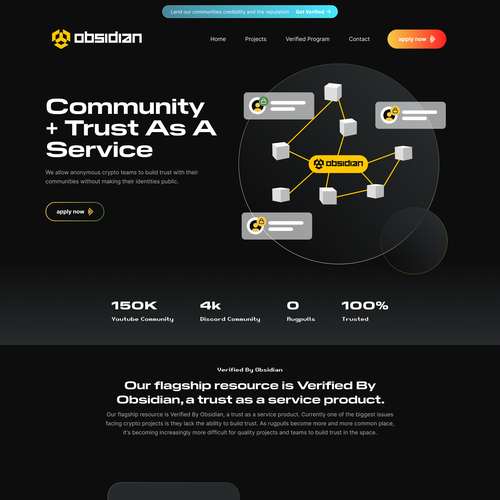 Community website with the title 'The obsidian council Landing page'