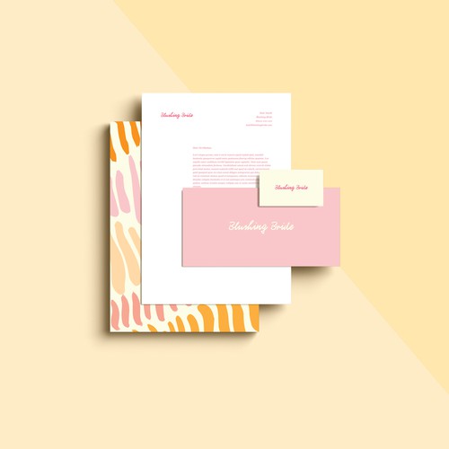 Stationery brand with the title 'Blushing Bride'