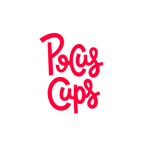 Hand-lettered logo with the title 'Pocus Cups'