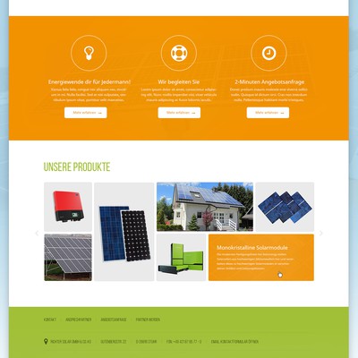 Erstellt eine professionelle Startseite für eine Solarfirma