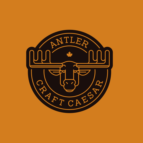 Brewery logo with the title 'Antler Craft Caesar brew Line Art style'