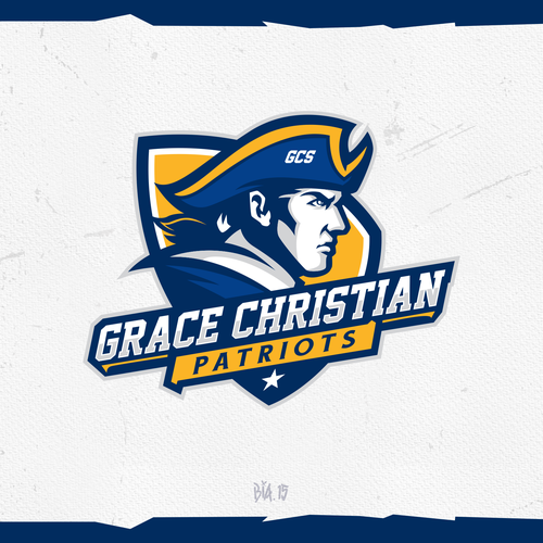 Patriot design with the title 'New school logo'