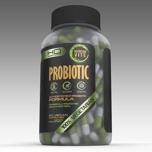 3D label with the title 'probiotic label'