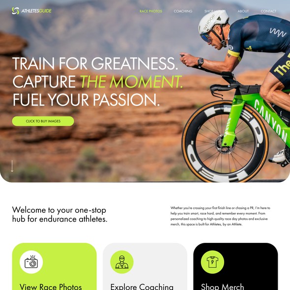 Bike website with the title 'Modern website for Sport Photographer'