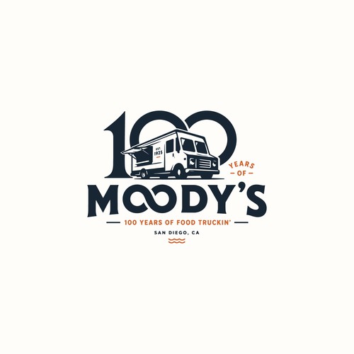 Semi truck logo with the title 'Food Truck Logo Winner'