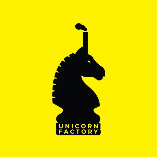 Bishop logo with the title 'Unicorn Factory Chess'