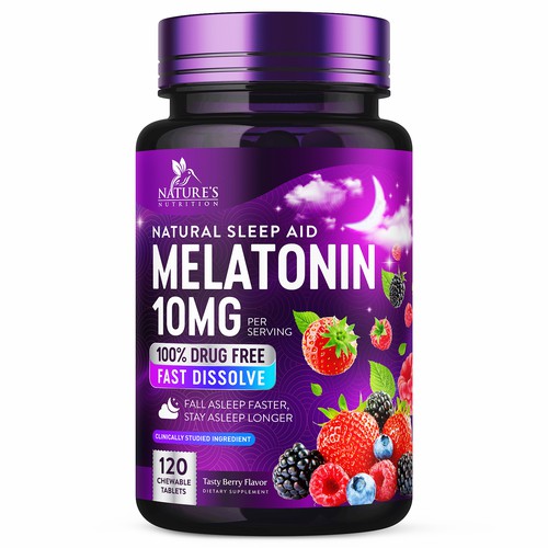 Label with the title 'Melatonin Supplement Label Design'
