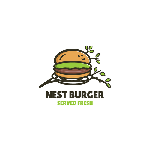 Burger brand with the title 'Bold logo for nest burger'