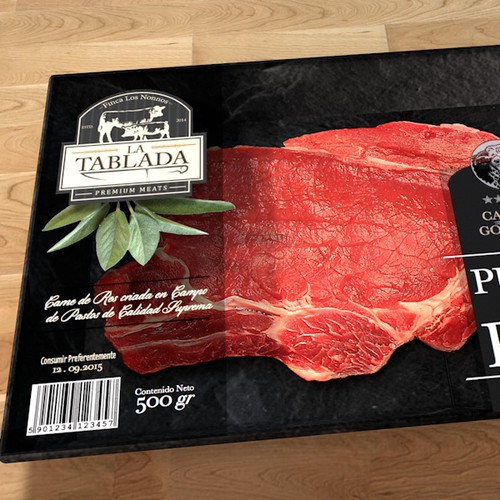 Meat packaging with the title 'Packaging Gourmet Rind Fillet'