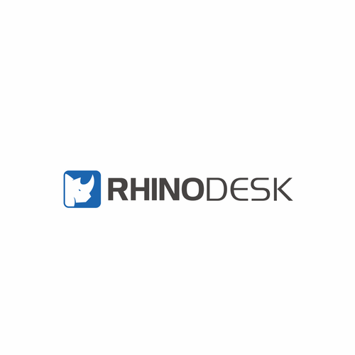 Rhino logo with the title 'bold logo for Rhino desk'