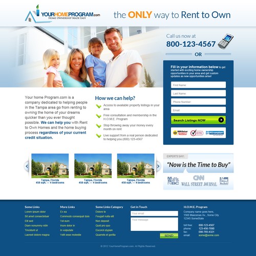 Orange website with the title 'Landing page design for YourHomeProgram.com'