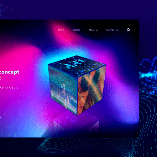 Crypto website with the title '3D Animation + Website Design'