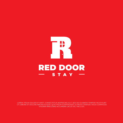 Door logo with the title 'Cool negative-space logo for homestay/hotel business'