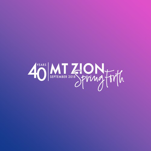 Religious logo with the title 'Winning Design for Mt Zion Spring Forth'