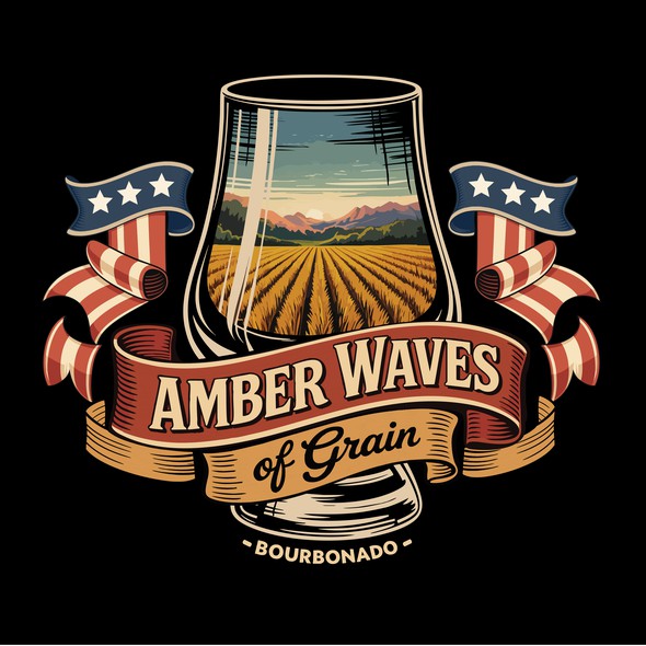 Beer t-shirt with the title 'Amber Waves of Grain Bourbon T-Shirt – Vintage Americana Whiskey Graphic Tee | I Can Create Something Similar For You'