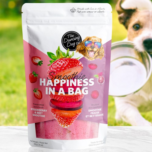 Smoothie packaging with the title 'Concept for a bag "Smoothie Happiness in a Bag"'