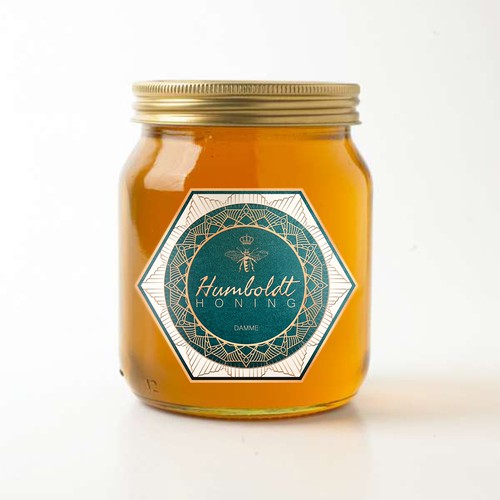 Honey label with the title 'Honey label design'