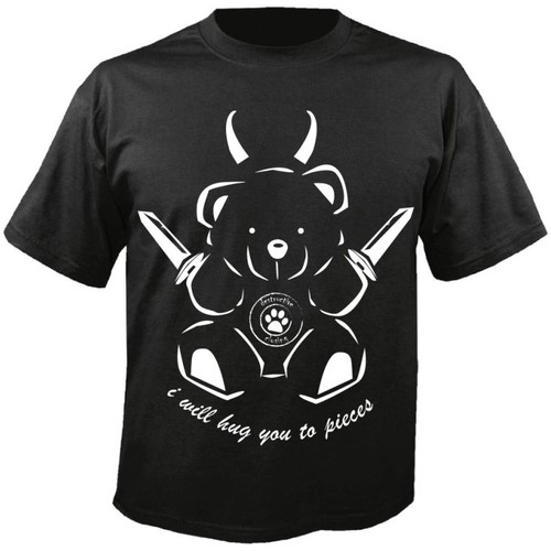 Teddy design with the title 'i will hug you to pieces black'