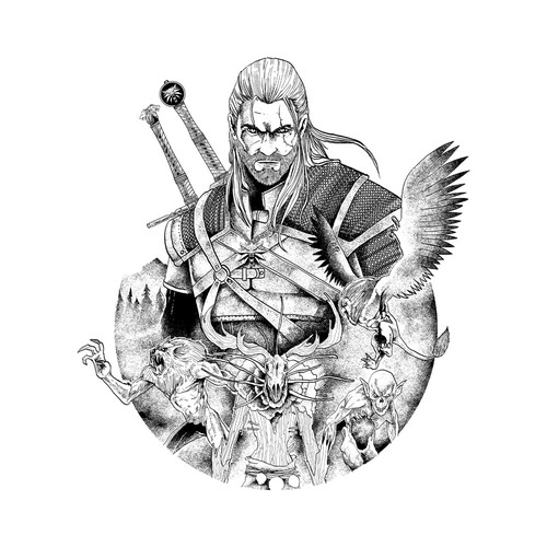 Gaming t-shirt with the title 'the witcher 3 t shirt design '