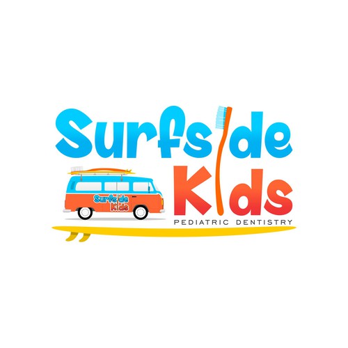 Car illustration with the title 'Logo concept for pediatric dentistry practice'