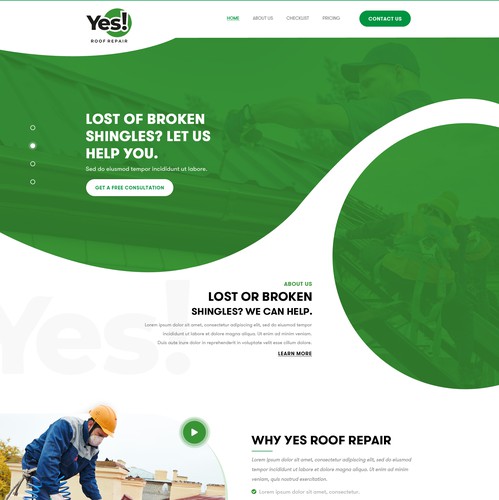 Service website with the title 'Yes Roof Repair'