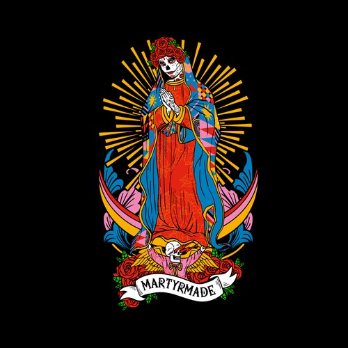 Retail t-shirt with the title 'Guadalupe Dia de Los'
