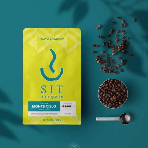 Roasted coffee packaging with the title 'Minimalist Coffee Bag for Sit Coffee Roasters'