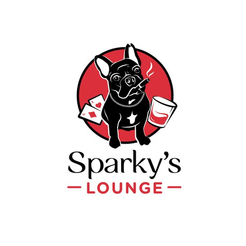French bulldog logo with the title 'Logo concept for a Pet Lounge'