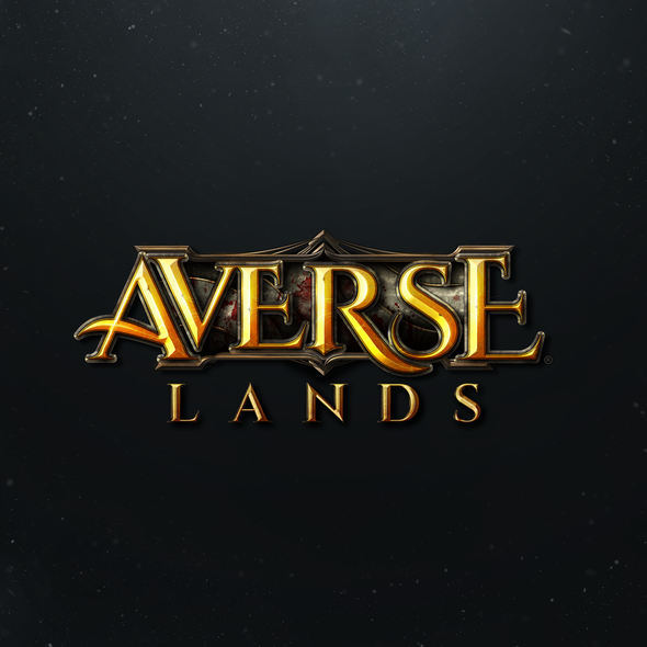 RPG design with the title 'Averse Lands - Dark Fantasy MMORPG Game Logo'