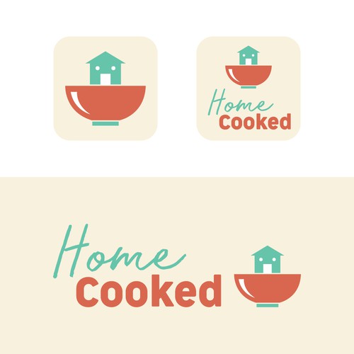 Positive logo with the title 'A bold logo concept for HomeCooked'