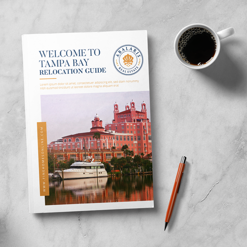 White paper design with the title 'Relocation Guide to the Tampa Bay Area'