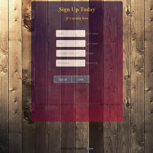 Sign up design with the title 'Simple & Stylish Sign Up Page'