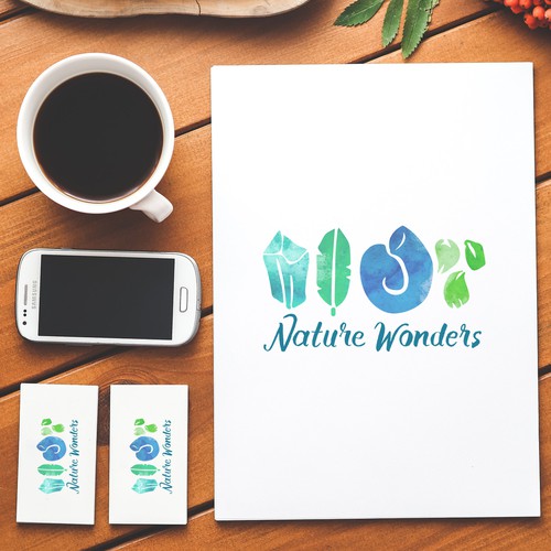 Brush lettering design with the title 'Logo entry for Nature Wonders'