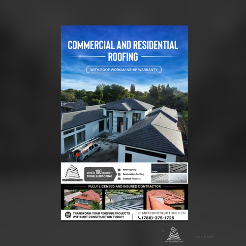 Tile design with the title 'Roofing flyer for commercial and residential projects'