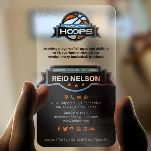 Basketball design with the title 'Love Basketball? Create a business card for a fast-growing, innovative basketball company'