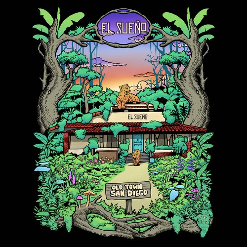 Mexican restaurant design with the title 'EL Sueno Tshirt design'