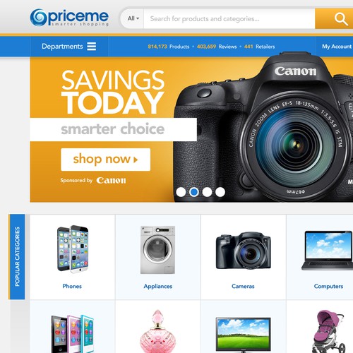Theme website with the title 'Price Comparison Site Design'