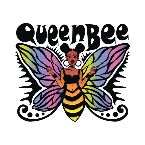 African artwork with the title '🖤👑QueenBee 👑🖤'
