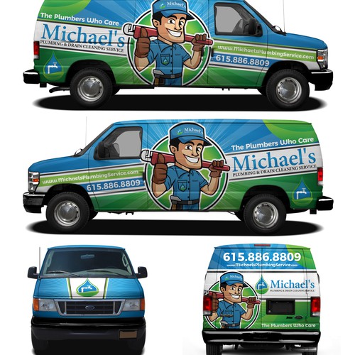 Plumbing design with the title 'Michaels Van wrap design'